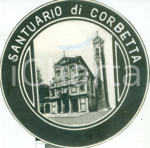 Stampa, bozzetto originale 1950 CORBETTA MI Ricordo del Santuario Stampa devozionale tondo COLORATA MANO 1