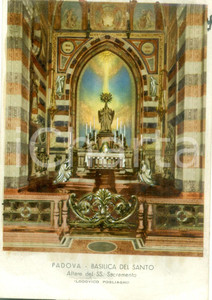 Cartolina originale da collezione 1955 ca PADOVA Altare del SS. Sacramento Cartolina colorata a tempera NV 1