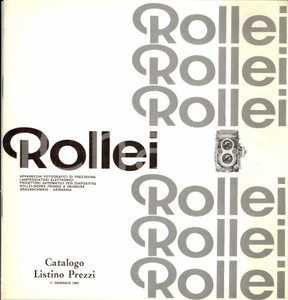 Materiale pubblicitario d’epoca 1969 MILANO Apparecchi fotografici ROLLEIWERKE Catalogo e Listino prezzi 1