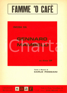 Oggetto da collezione cartaceo 1978 Carlo POGGIANI Famme  o cafè GENNARO MAMBELLI interprete Spartito musicale 1