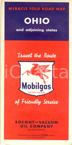 Materiale pubblicitario d’epoca 1950 OHIO USA Miracle Fold Road Map Pubblicitaria MOBILGAS Socony  Vacuum 1