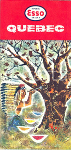 Materiale pubblicitario d’epoca 1960 QUEBEC CANADA Cartina geografica pieghevole Pubblicitaria ESSO 1