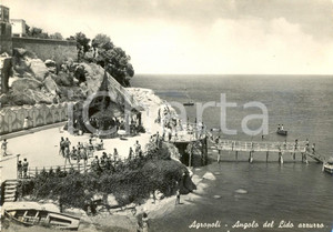 Cartolina originale da collezione 1953 AGROPOLI SA La terrazza del LIDO AZZURRO con bagnanti ANIMATA FG VG 1