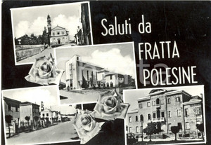Cartolina originale da collezione 1961 FRATTA POLESINE RO Vedutine della chiesa e del municipio FG VG 1