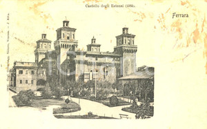 Cartolina originale da collezione 1902 FERRARA Il Castello degli ESTENSI con parco Cartolina ILLUSTRATA FP VG 1