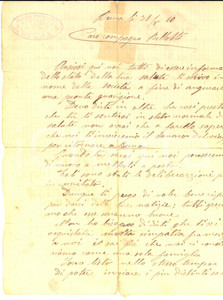 Manoscritto, lettera originale 1910 BERNA CH Musica popolare LA GARIBALDINA Auguri al compagno BELLOTTI 1
