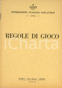Libro, pubblicazione d epoca 1958 ROMA CONI  FEDERAZIONE ITALIANA PALLAVOLO Regole di gioco Opuscolo 1