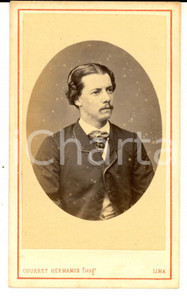 Fotografia d epoca originale 1870 ca LIMA PERU  Ritratto di un giovane uomo Foto COURRET Hermanos 1