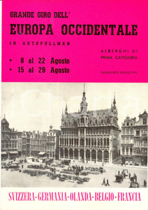 Materiale pubblicitario d’epoca 1954 MILANO Agenzia AVEV Grande giro EUROPA occidentale in autopullman Opuscolo 1