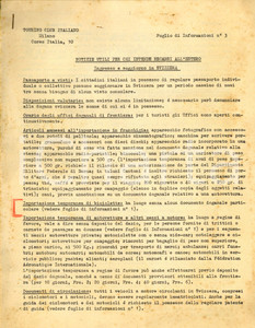 Materiale pubblicitario d’epoca 1952 MILANO TOURING CLUB Notizie utili per ingresso e soggiorno in SVIZZERA 1