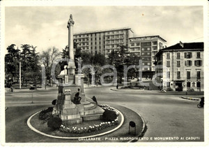 Cartolina originale da collezione 1955 GALLARATE VA Monumento ai Caduti in piazza RISORGIMENTO Cartolina FG VG 1