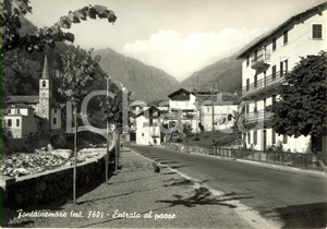 Cartolina originale da collezione 1950 ca FONTAINEMORE AO Ingresso al paese con la chiesa di SANT ANTONIO FG NV 1