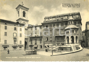 Cartolina originale da collezione 1950 ACQUI TERME AL Piazza della BOLLENTE con la Torre Civica ANIMATA FG VG 1