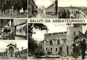 Cartolina originale da collezione 1968 ABBIATEGRASSO MI Vedutine dei monumenti cittadini Cartolina postale FG VG 1
