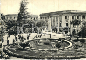 Cartolina originale da collezione 1951 CATANIA La fontana dei cigni della Villa BELLINI Cartolina ANIMATA FG VG 1