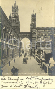 Cartolina originale da collezione 1905 PALERMO Cattedrale SANTA VERGINE MARIA ASSUNTA da via Matteo BONELLO FP VG 1