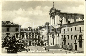 Cartolina originale da collezione 1942 CIVITAVECCHIA RM Piazza VITTORIO EMANUELE e Cattedrale SAN FRANCESCO FP 1
