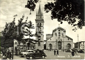 Cartolina originale da collezione 1960 MESSINA Facciata della cattedrale di SANTA MARIA ASSUNTA ANIMATA FG NV 1