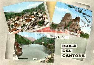 Cartolina originale da collezione 1964 ISOLA DEL CANTONE GE Vedutine Lago di VOBBIETTA, Castello della PIETRA FG 1