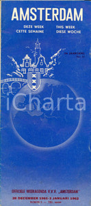 Materiale pubblicitario d’epoca 1961 AMSTERDAM NL Agenda settimanale degli eventi cittadini Opuscolo con mappa 1