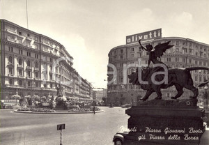 Cartolina originale da collezione 1955 ca NAPOLI Piazza Giovanni BOVIO con cartelloni PERUGINA e OLIVETTI FG NV 1