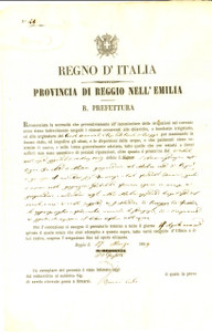 Documento originale, autentico 1869 CORREGGIO Lavori su mulino CAPRI per OPERA PIA ARTI di MODENA Documento 1