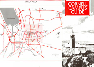 Mappa, planimetria storica 1984 ITHACA NEW YORK CORNELL university campus guide Opuscolo con mappa 1