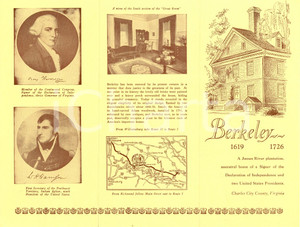 Materiale pubblicitario d’epoca 1960 ca CHARLES CITY USA James RIVER S BERKELEY PALNTATION Opuscolo ILLUSTRATO 1