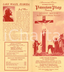 Materiale pubblicitario d’epoca 1955 LAKE WALES USA Passion play featuring Josef MEIER Volantino pubblicitario 1