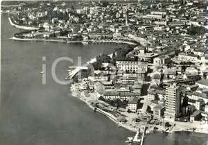 Cartolina originale da collezione 1955 LECCO Veduta aerea della città e della Basilica romana di SAN NICOLO FG VG 1