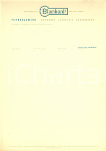 Materiale pubblicitario d’epoca 1950 ca WUPPERTALVOHWINKEL D BLUMHARDT fahrzeugwerk anhanger Carta INTESTATA 1