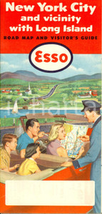 Materiale pubblicitario d’epoca 1954 NEW YORK CITY and LONG ISLAND road map and visitor s guide Opuscolo ESSO 1