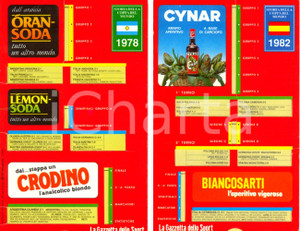 Materiale pubblicitario d’epoca 1982 ca GAZZETTA DELLO SPORT Storia Mondiali 1978 1982 ORANSODA CRODINO CYNAR 1