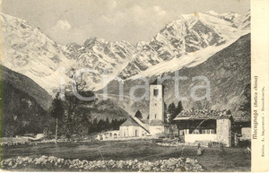 Cartolina originale da collezione 1905 MACUGNAGA VB Antica chiesa di STAFFA con Monte ROSA sullo sfondo FP VG 1
