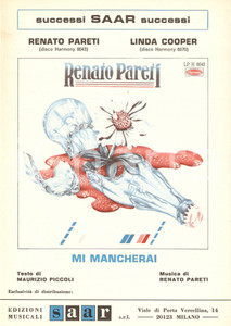 Oggetto da collezione cartaceo 1980 Renato PARETI Mi mancherai Edizioni Musicali SAAR Spartito ILLUSTRATO 1