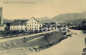 Cartolina originale da collezione 1920 ca FOLIGNO PG Veduta del fiume TOPINO e dello zuccherificio Cartolina FP 1