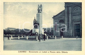 Cartolina originale da collezione 1925 LIVORNO Monumento Caduti in piazza VITTORIA e chiesa SANTA MARIA SOCCORSO 1