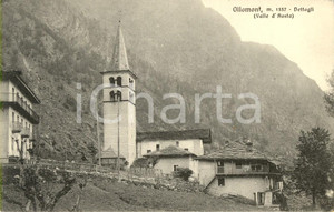 Cartolina originale da collezione 1920 ca OLLOMONT AO Campanile della chiesa di SANT AGOSTINO Cartolina FP NV 1
