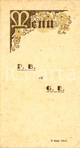 Oggetto da collezione cartaceo 1957 BRANGES ? FRANCE Banchetto per il matrimonio MenÃ¹ d epoca DANNEGGIATO 1