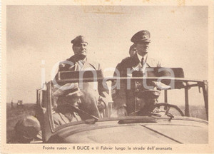 Cartolina originale da collezione 1940 ca WW2 Fronte russo Benito MUSSOLINI Adolf HOTLER in camionetta Cartolina 1