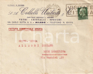 Materiale pubblicitario d’epoca 1941 MILANO SocietÃ  anonima Umberto COLLELLI Vetri specchi Busta intestata 1