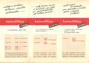 Materiale pubblicitario d’epoca 1950 ca FIRENZE Stabilimento farmaceutico MALESCI Farmaco AMINOFILLINA Brochure 1