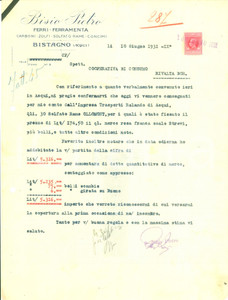 Documento originale, autentico 1931 BISTAGNO AL Pietro BISIO Ferri ferramenta carboni zolfo Fattura 1
