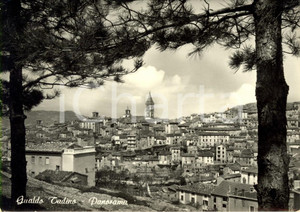 Cartolina originale da collezione 1958 GUALDO TADINO PG Panorama della cittÃ  con Cattedrale SAN BENEDETTO FG VG 1