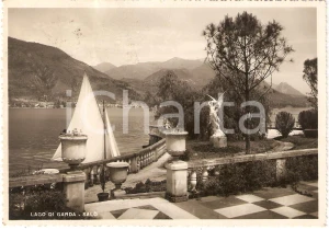 Cartolina originale da collezione 1949 SALO  BS Panorama sul lago da giardini villa Cartolina postale FG VG 1