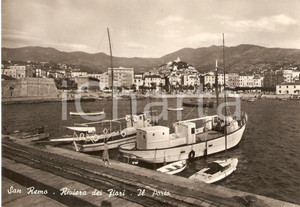 Cartolina originale da collezione 1950 ca SANREMO IM Riviera dei fiori con il porto Cartolina ANIMATA FG NV 1