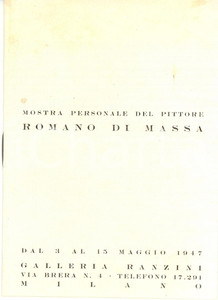 Libro, pubblicazione d epoca 1947 MILANO Galleria RANZINI Romano DI MASSA Catalogo illustrato DANNEGGIATO 1