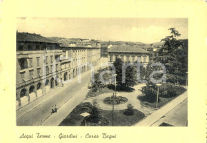 Cartolina originale da collezione 1950 ca ACQUI TERME AL I giardini di CORSO BAGNI Cartolina postale FG NV 1