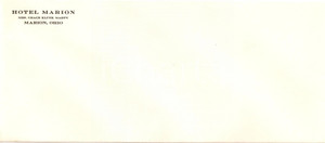 Materiale pubblicitario d’epoca 1950 ca OHIO USA Hotel MARION di Mrs. Grace KLUNK MARTY Busta intestata 1