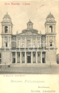 Cartolina originale da collezione 1900 ca IMPERIA Il duomo di PORTO MAURIZIO Cartolina ILLUSTRATA FP VG 1